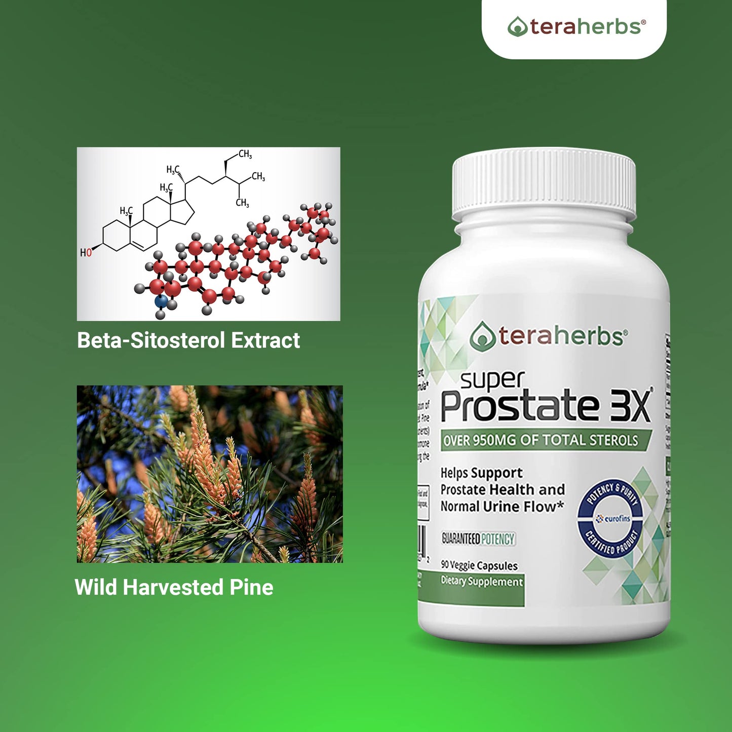 teraherbs Super Prostate 3X - Bladder Control & Support for Enlarged Prostate & Frequent Urination - Prostate Supplements for Men, 90 Capsules