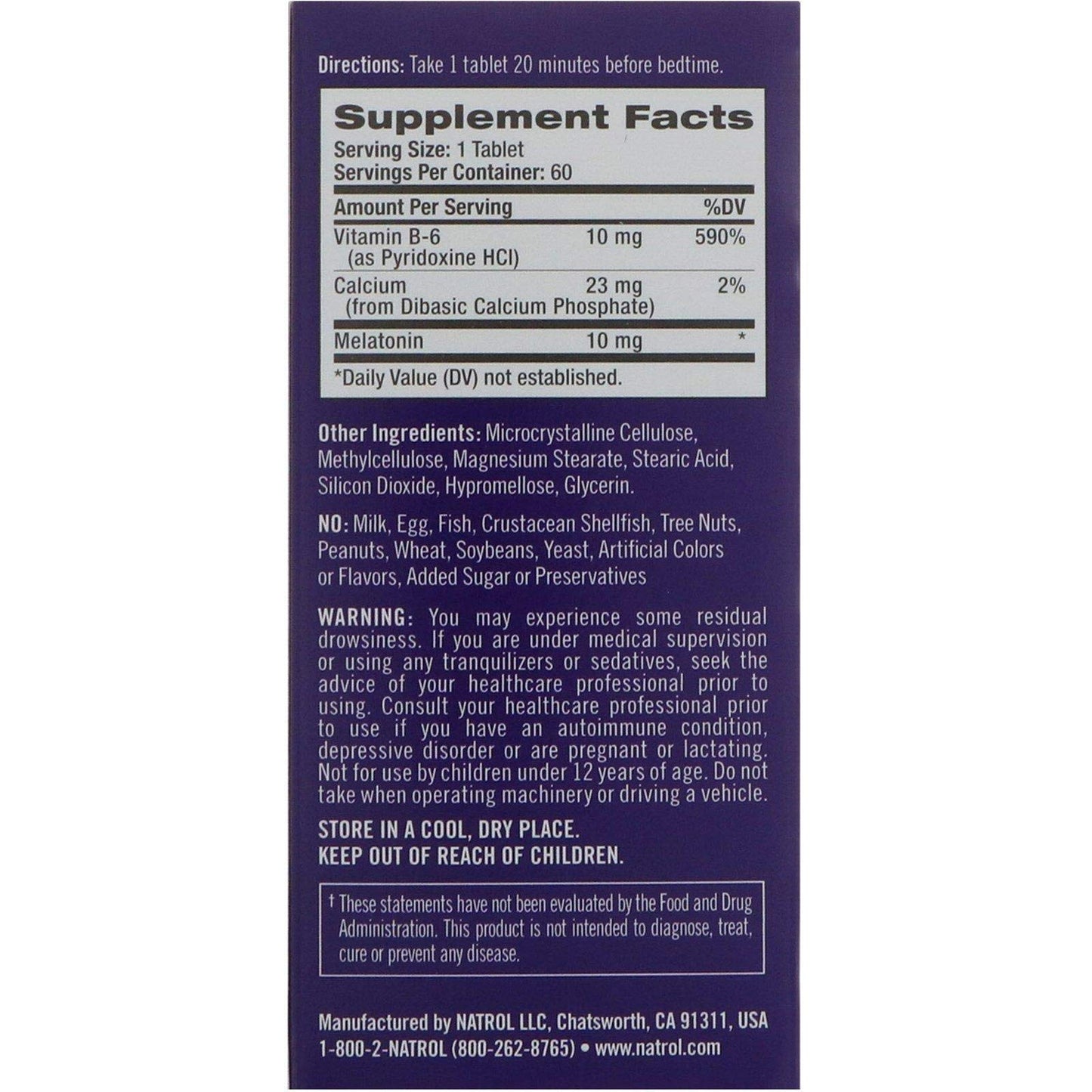 Natrol Advanced Sleep Melatonin Tablets Maximum Strength 10 mg 60 Count