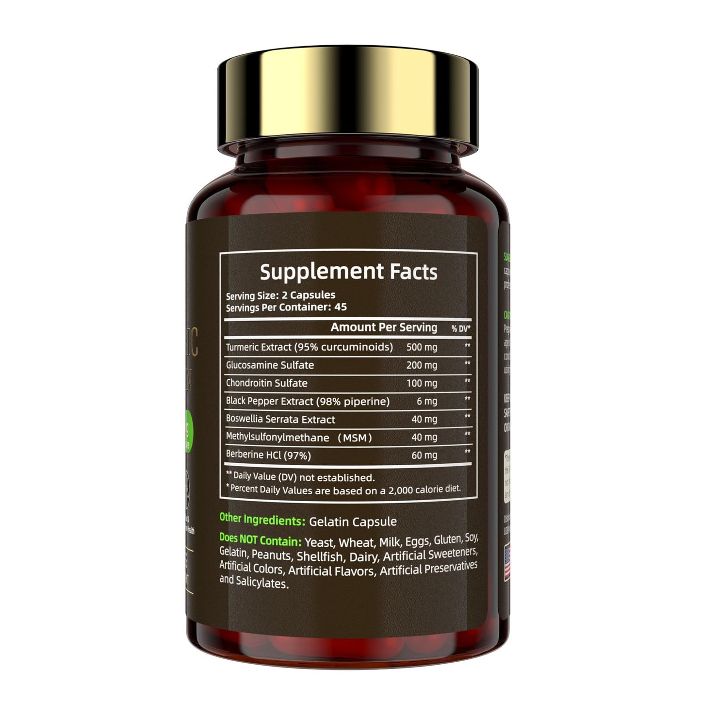 Deepure Turmeric Curcumin Supplement with Black Pepper Capsules, 90 Count
