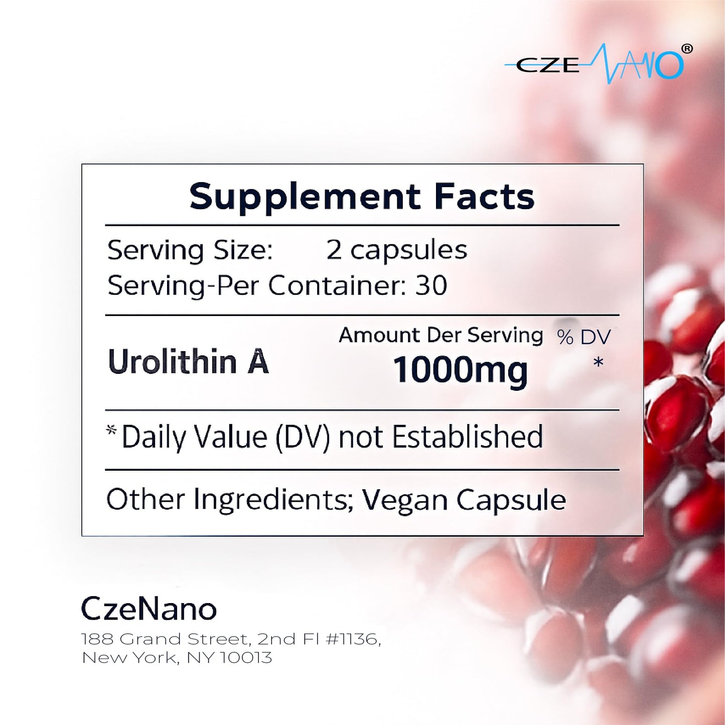 CzeNano Urolithin A 1000 mg Capsules, 60 Count