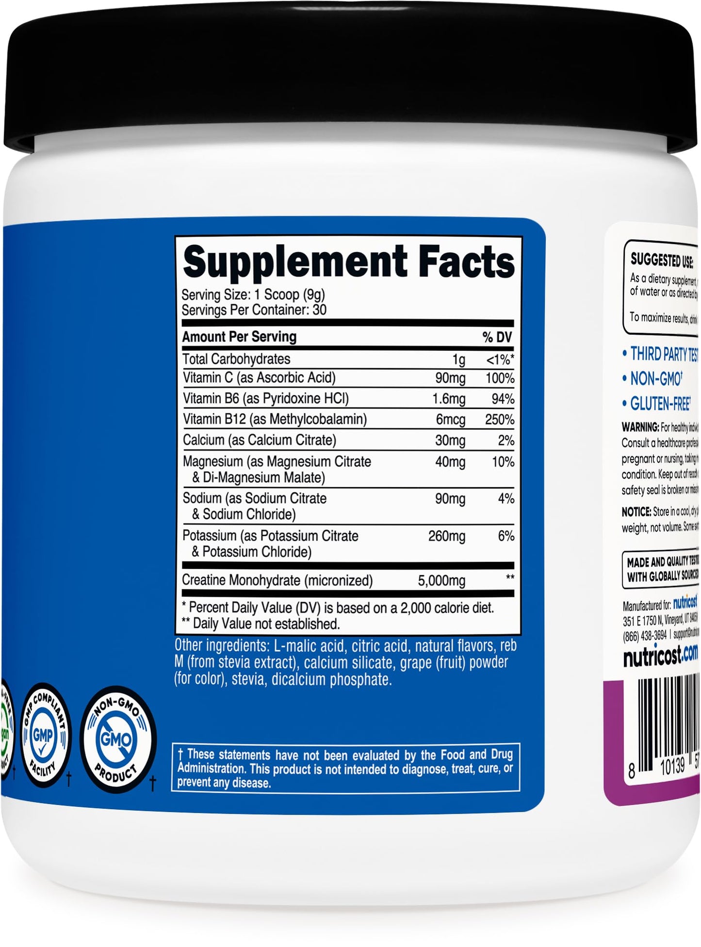 Nutricost Creatine Monohydrate Powder 9.9 Ounce