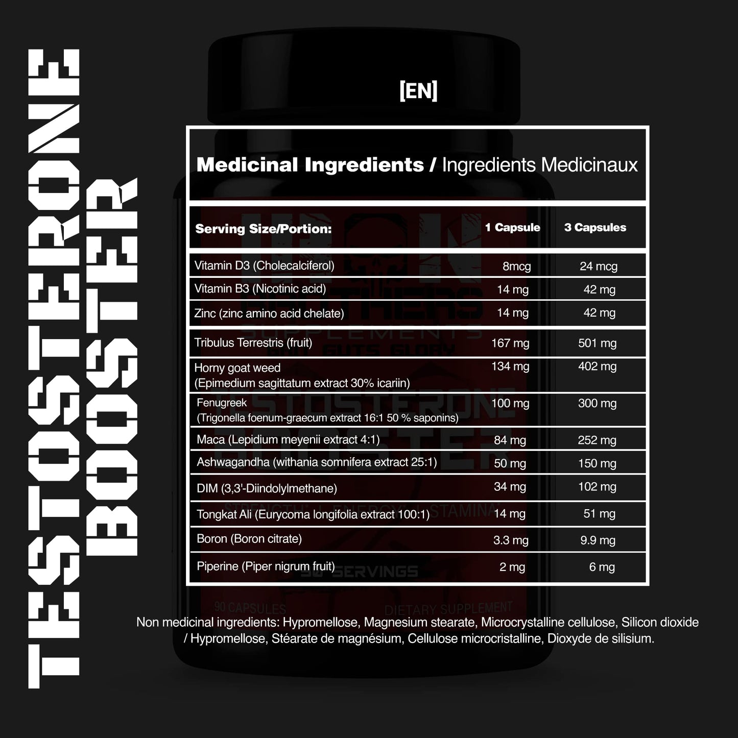 Iron Brothers Supplements Men's Testosterone Support Supplement Capsules 180 Count
