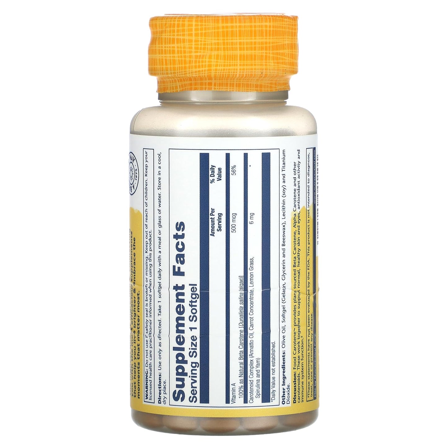 Solaray Food Carotene Softgel 100 Count