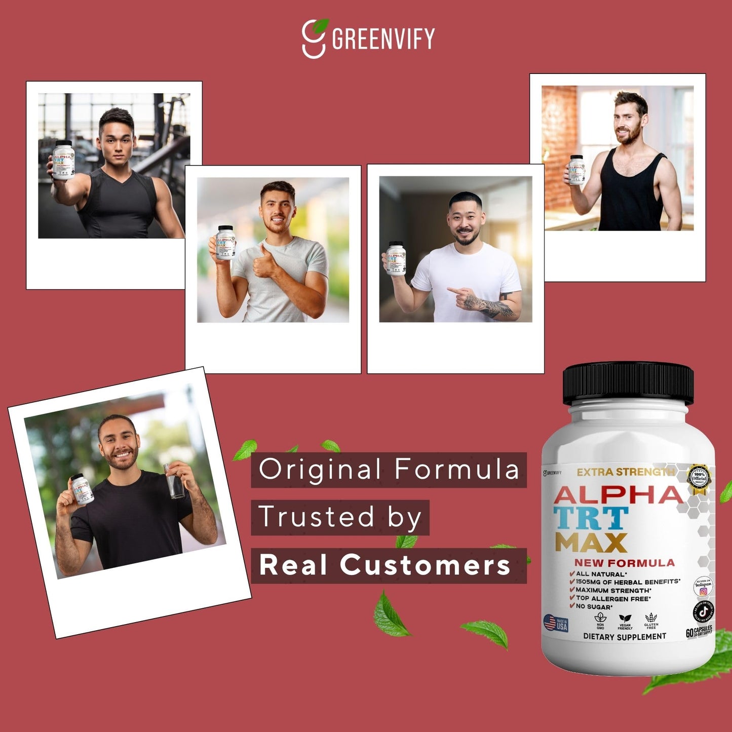 GREENVIFY Alpha TRT Max Extra Strength Organic Maca Root Blend 60 Capsules