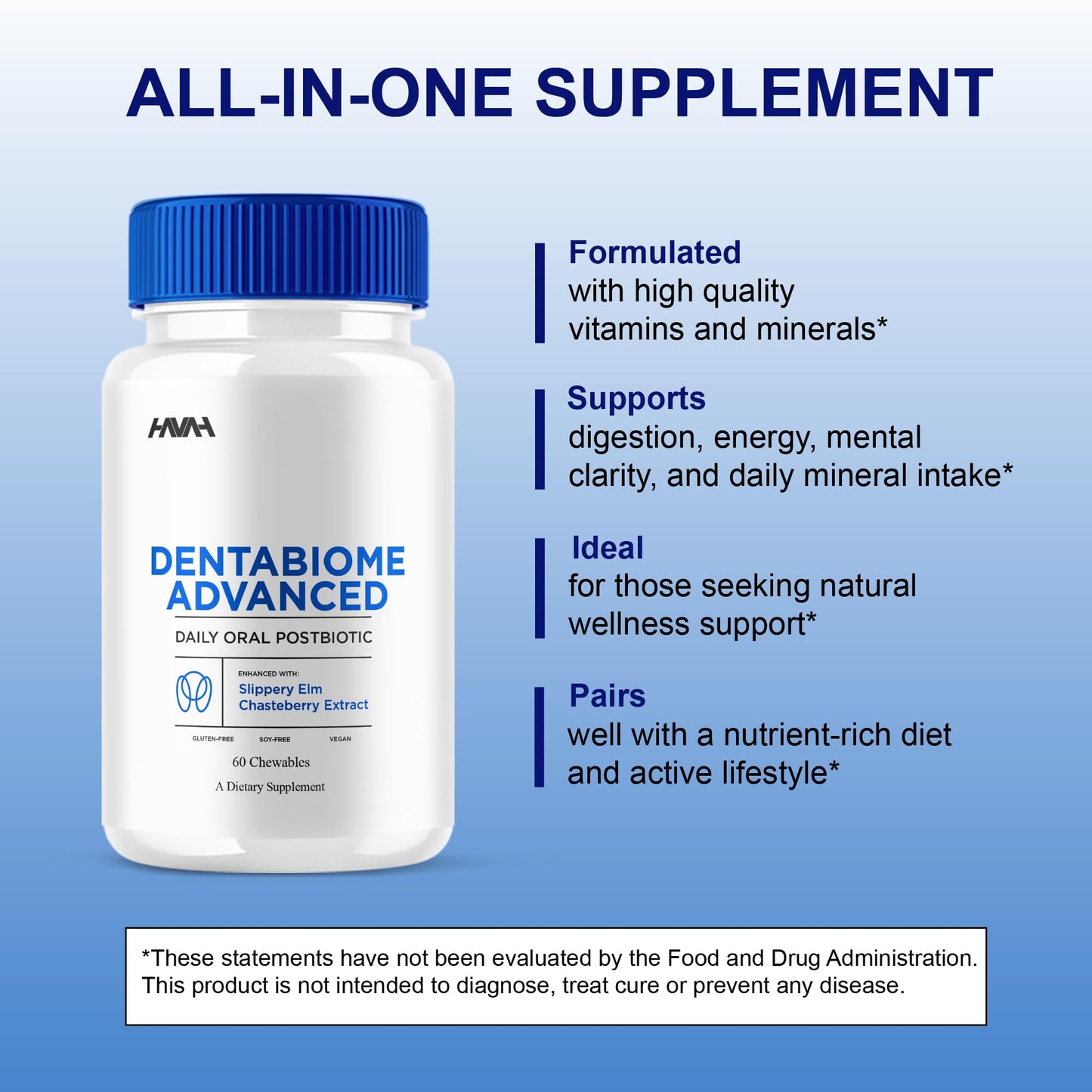 Havah Dentabiome Advanced Daily Health Support Pills, Chewable, 60 Count