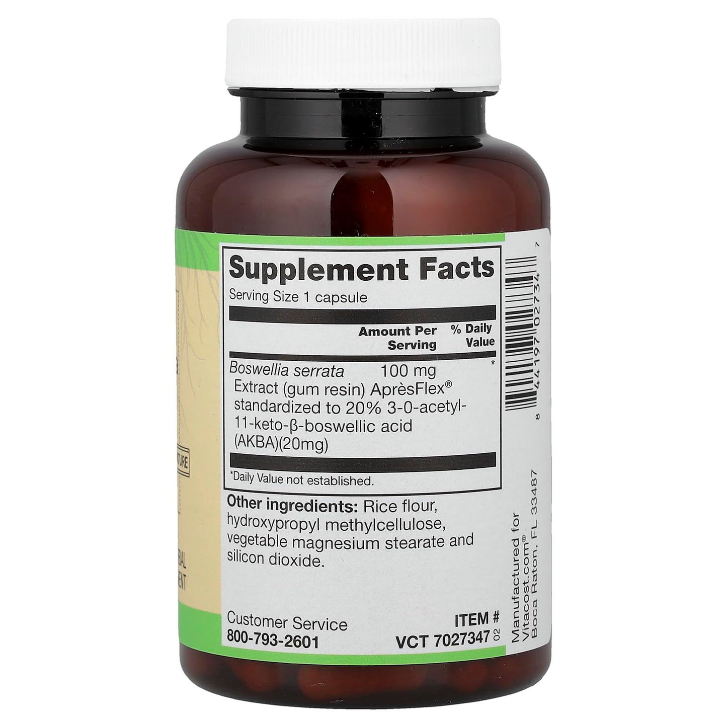 Vitacost Root2 Boswellia Serrata Featuring AprésFlex 100 mg Capsule, 120 Capsules