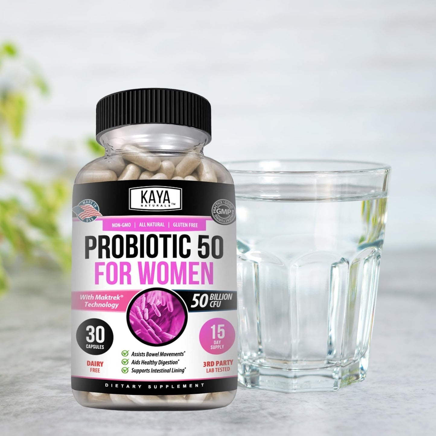 Kaya Naturals Probiotic 50 Billion CFU Capsules, 30 Count
