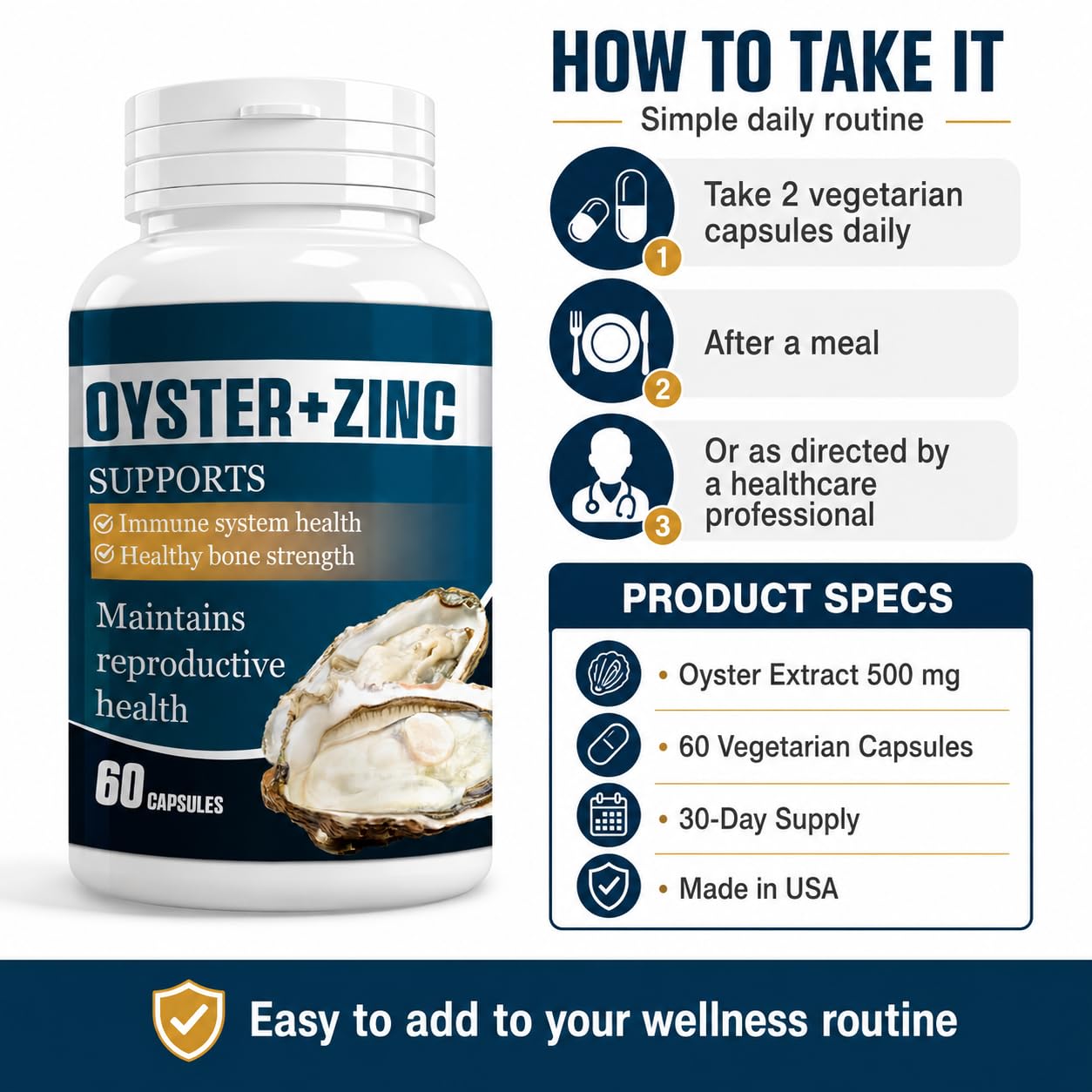 Clijyyem Oyster Extract Capsules with Zinc Powder, 60 Count
