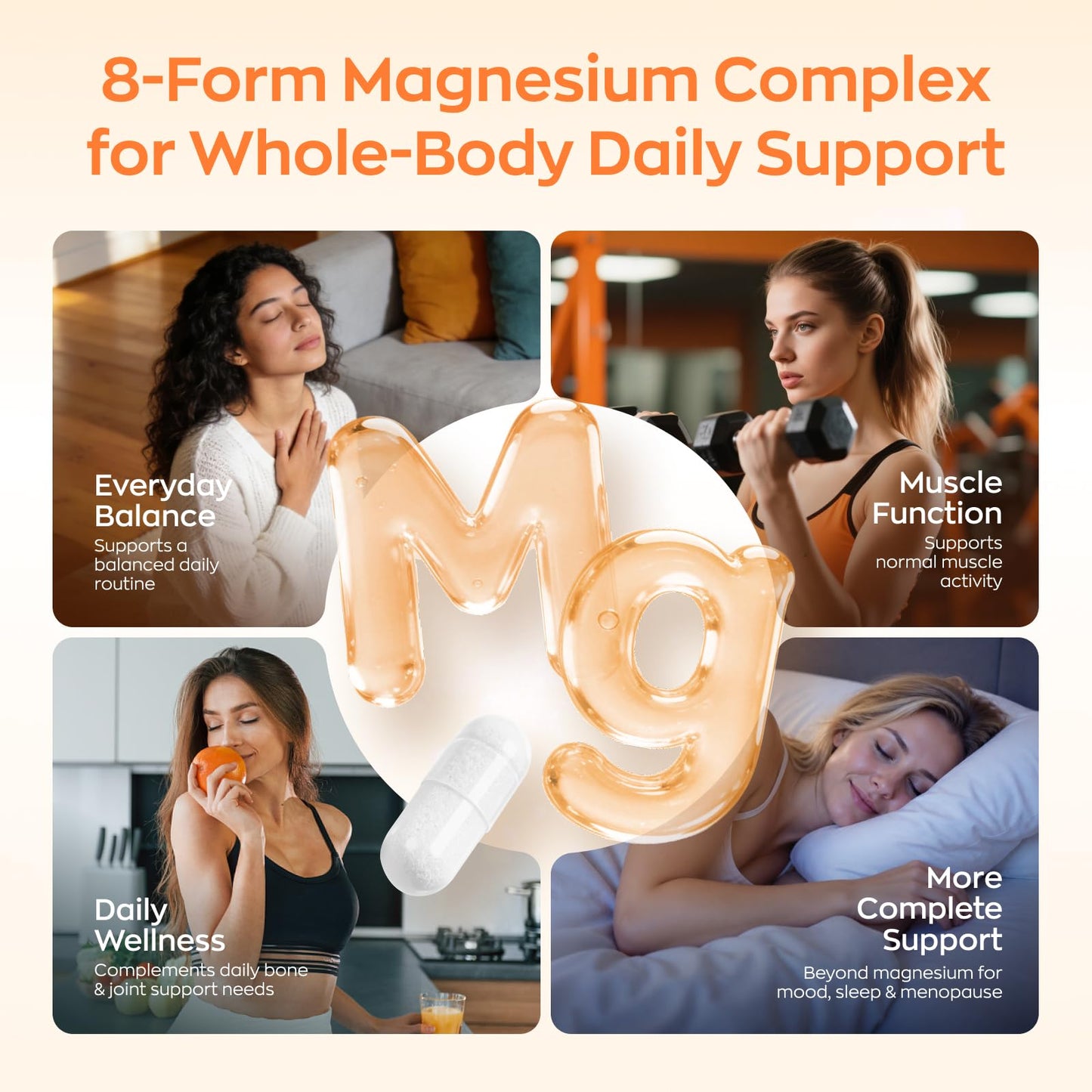 UBIOSKA Vitamin D3 K2 Magnesium, Supplement 5000 IU Vitamin D3 & MK-7 K2 with 8-in-1 Magnesium Complex, Vitamin for Bone, Sleep, Stress Relief & Mood, 60 Capsules