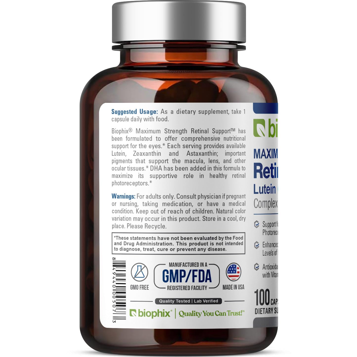 Biophix Retinal Support Maximum Strength Complex Formula Capsule, 100 Capsules