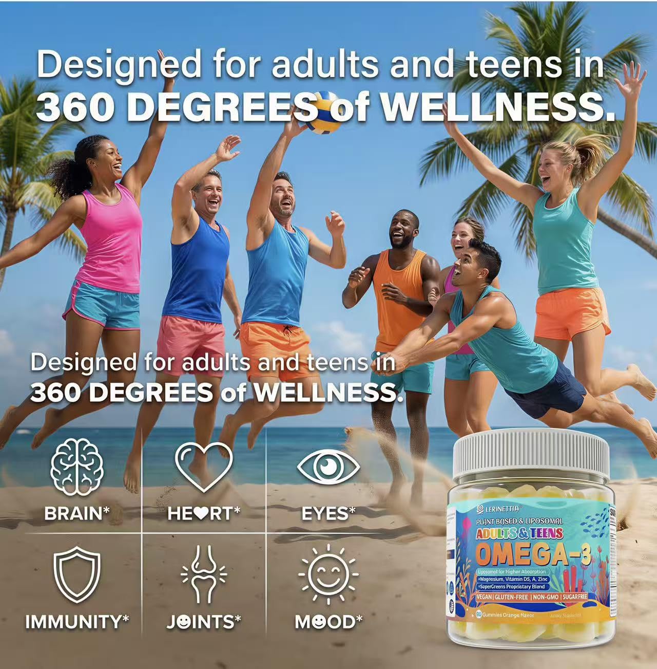Lerinettia Vegan Omega-3 Gummies, 60-count