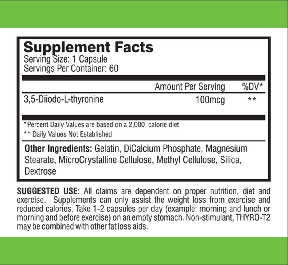 Thyro-T2 Thyroid Hormone Fat Burner Supplement Capsules 60 Count