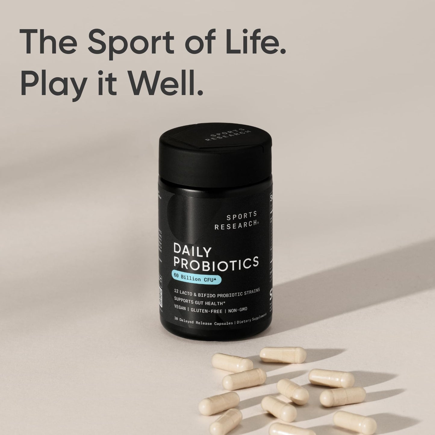 Sports Research Daily Probiotics with Prebiotics 60 Billion CFU Capsules, 30 Count