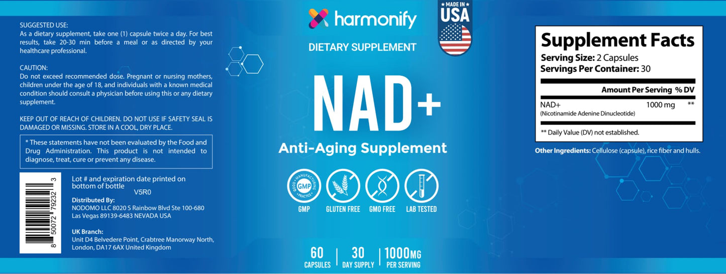 HARMONIFY NAD Supplement Capsules 60 Count