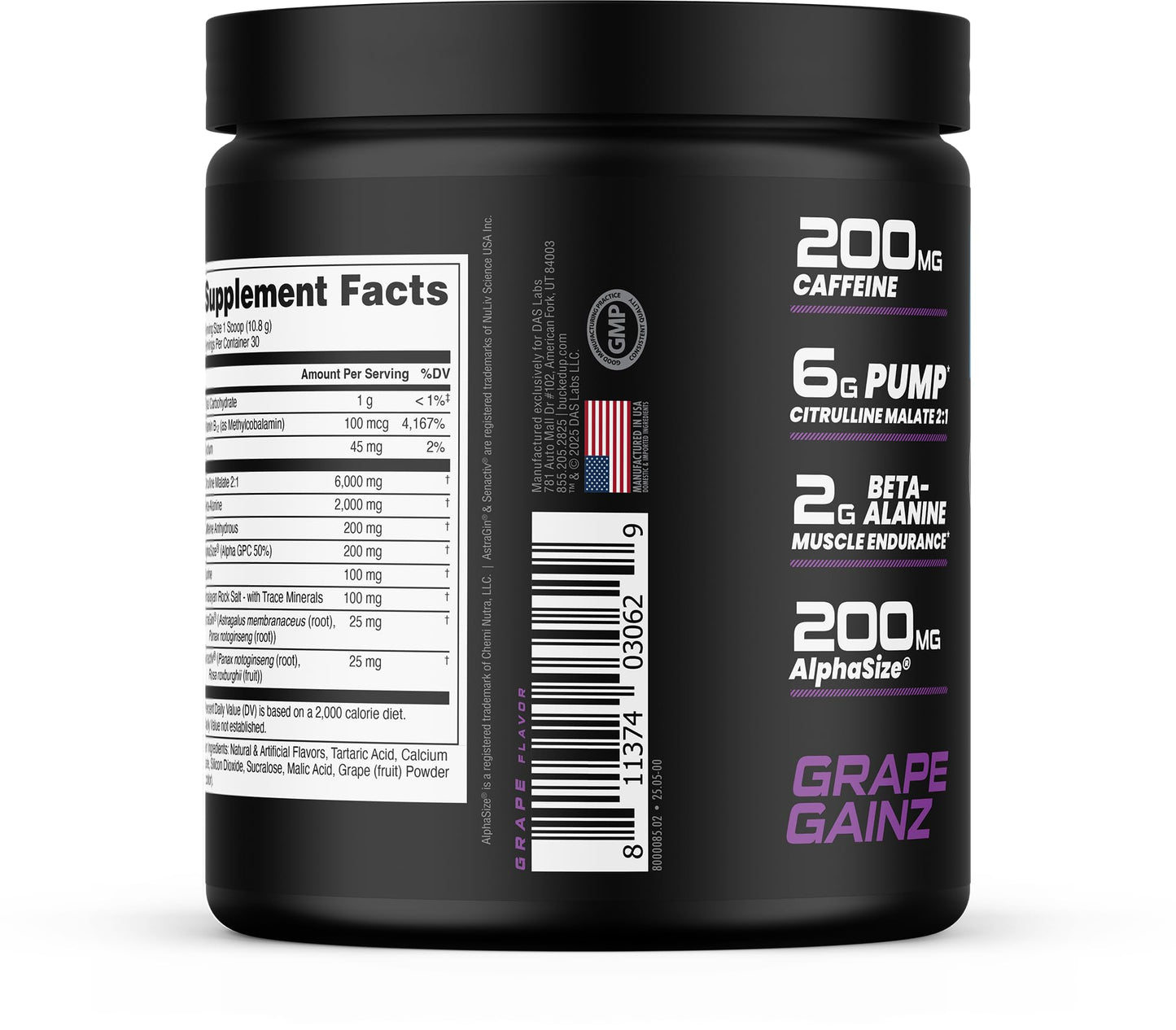 Bucked Up Pre Workout Powder (Grape) 10.99 Ounce