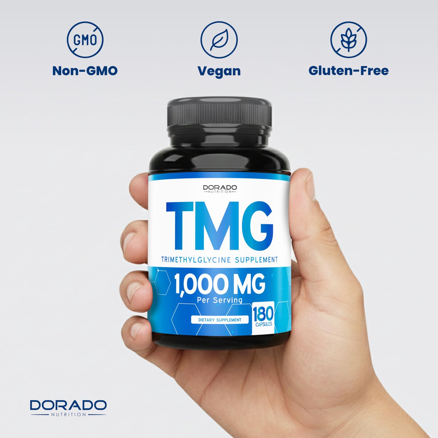 Dorado Nutrition TMG Trimethylglycine Supplement 1,000mg Capsule, 180 Count