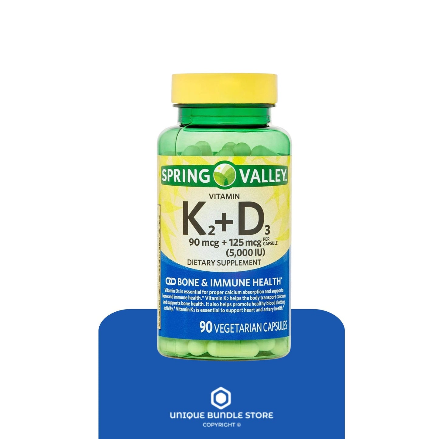Unique Bundle Store Vitamin D3 K2 5000 IU 90 Capsules