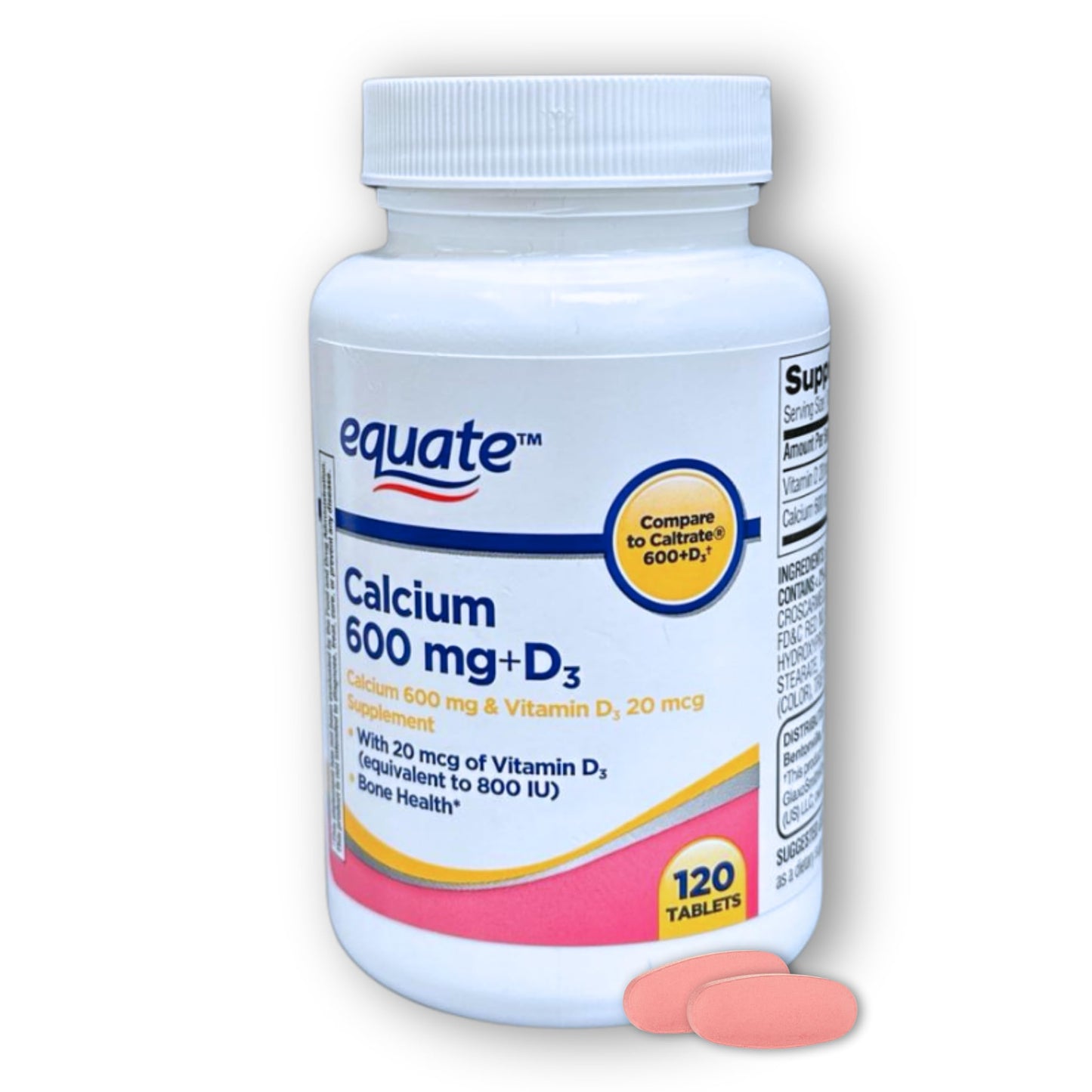 Fusion Shop Store Calcium 600 mg with Vitamin D3 Tablets, 200 Count