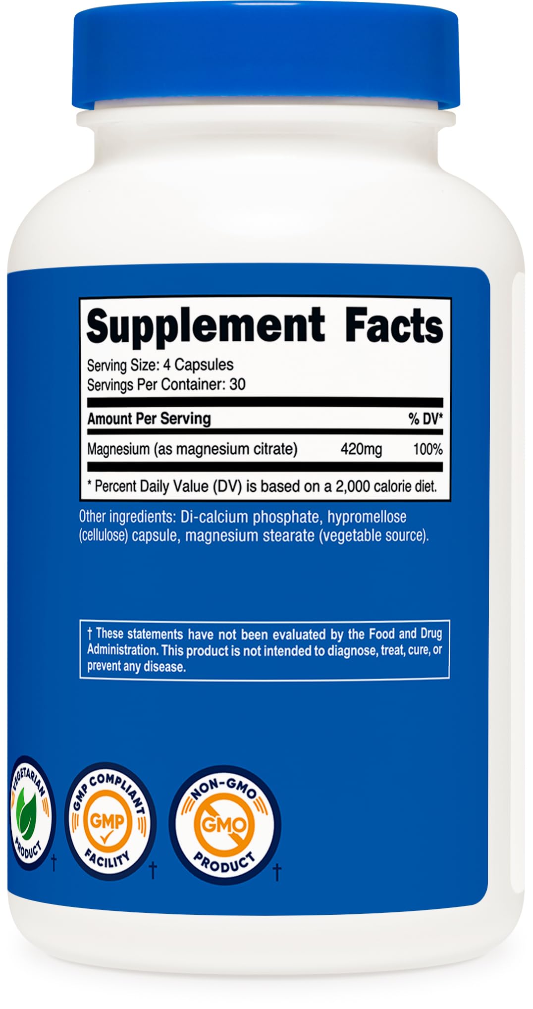 Nutricost Magnesium Citrate 420mg, 120 Veggie Capsules