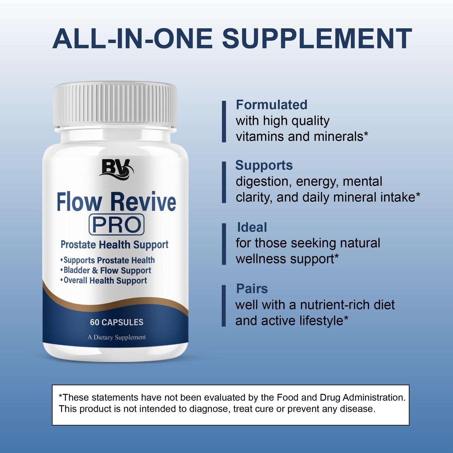 Blue Vibe Flow Revive Pro Premium Prostate Support Capsules 180 Capsules