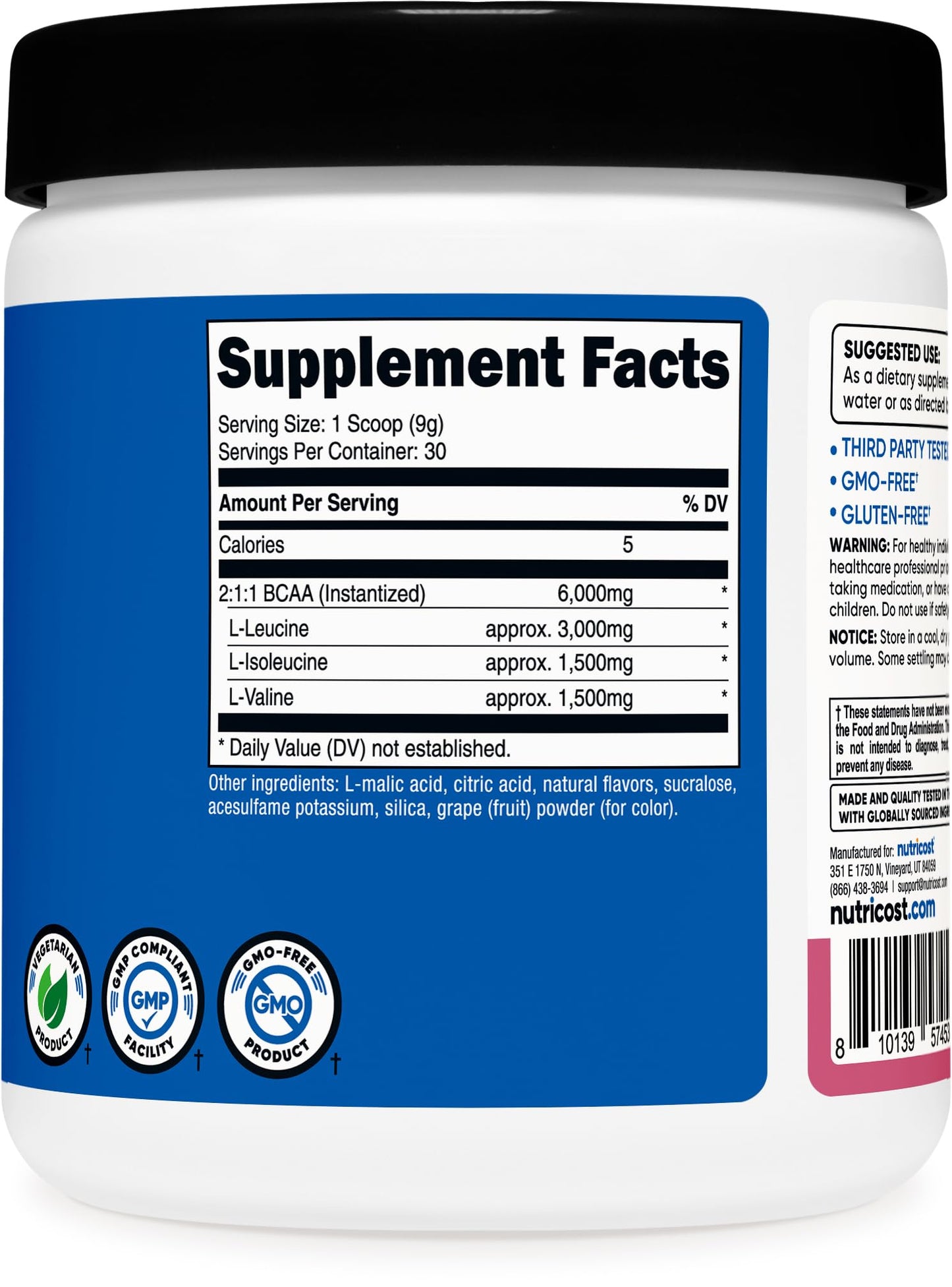 Nutricost BCAA Powder 2:1:1 Pomegranate Guava 9.8 Ounce