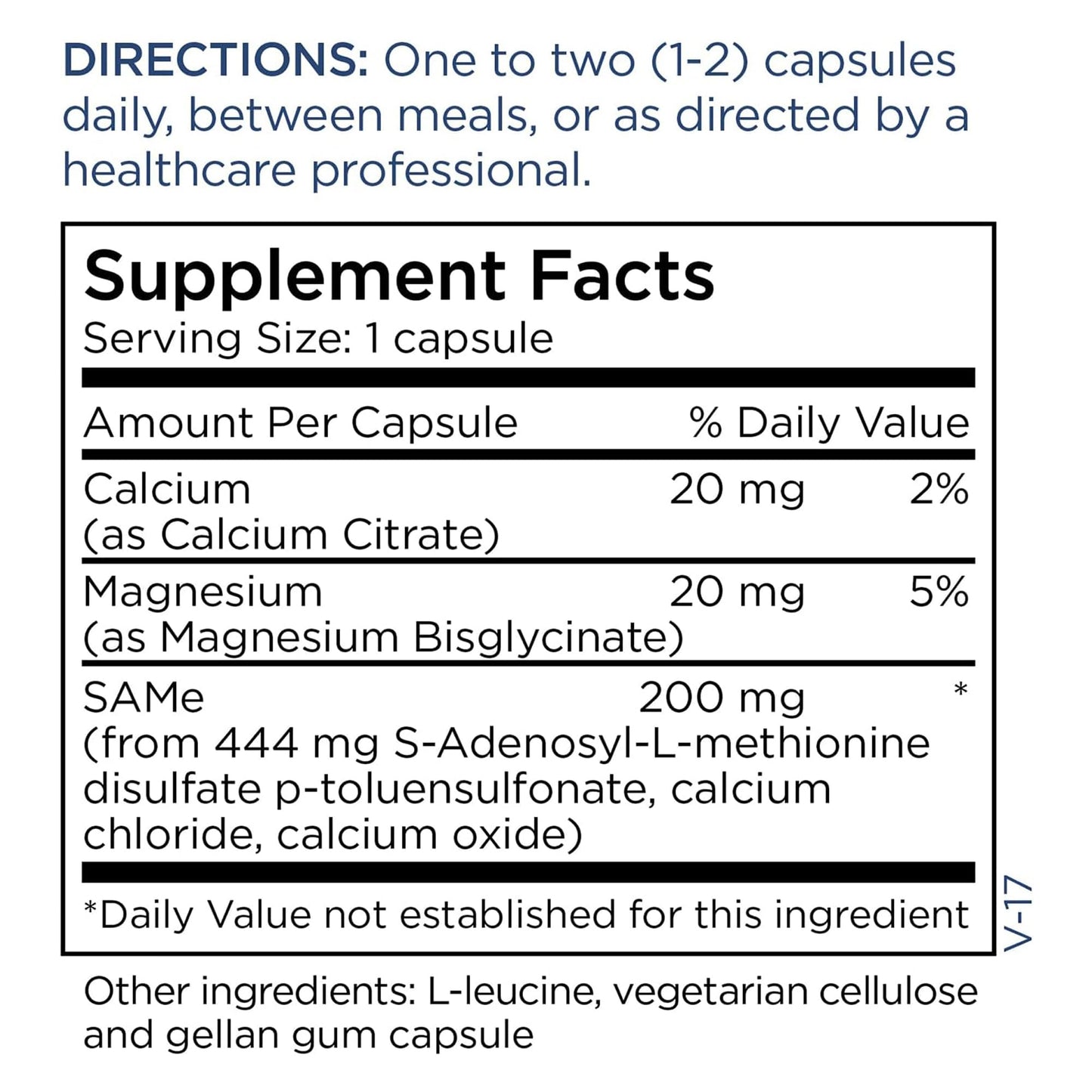 Metabolic Maintenance SAMe 200 mg Methyl Donor Capsule, 60 Capsules