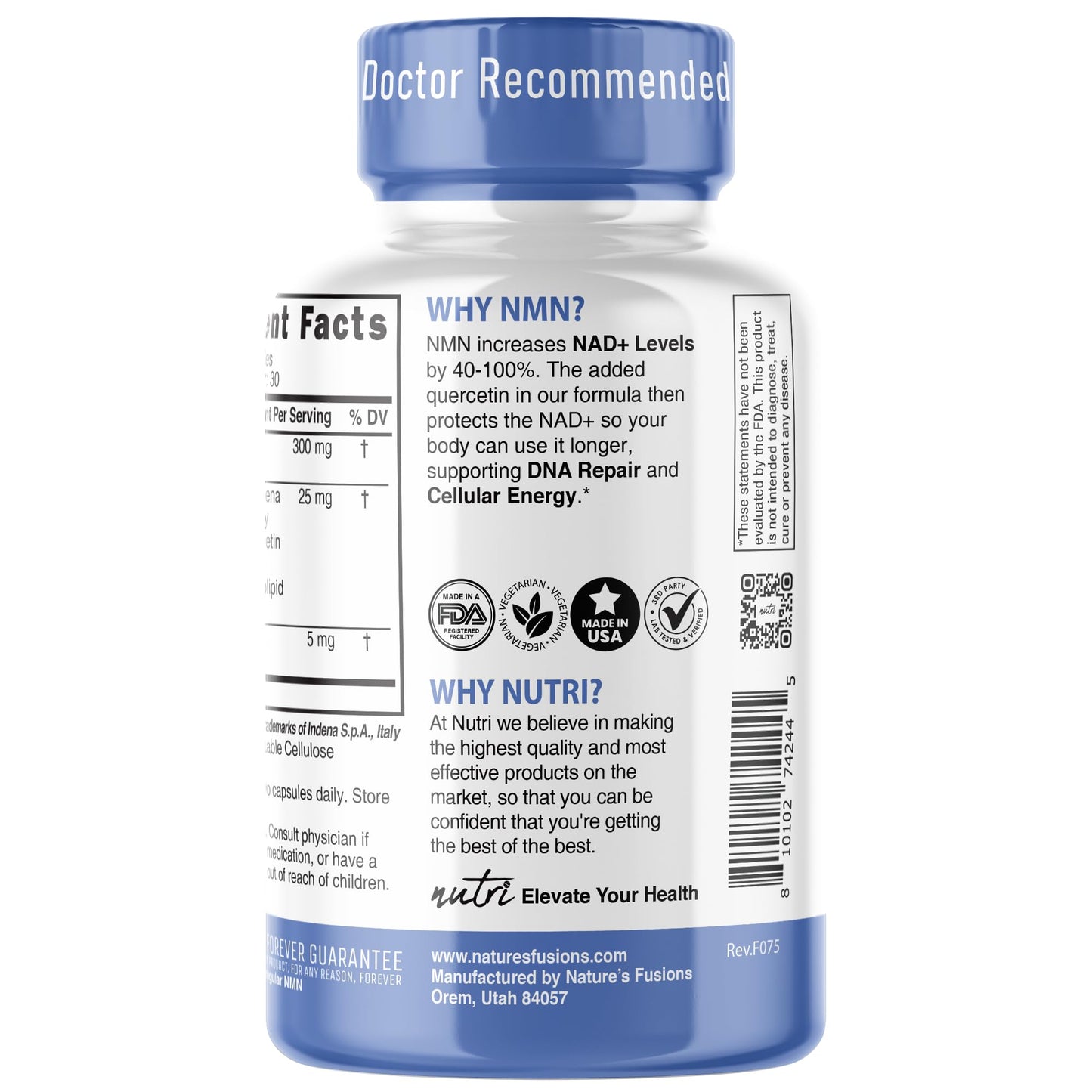 Nature's Fusions NMN Supplement 300mg Nicotinamide Mononucleotide, Capsule, 120 Capsules
