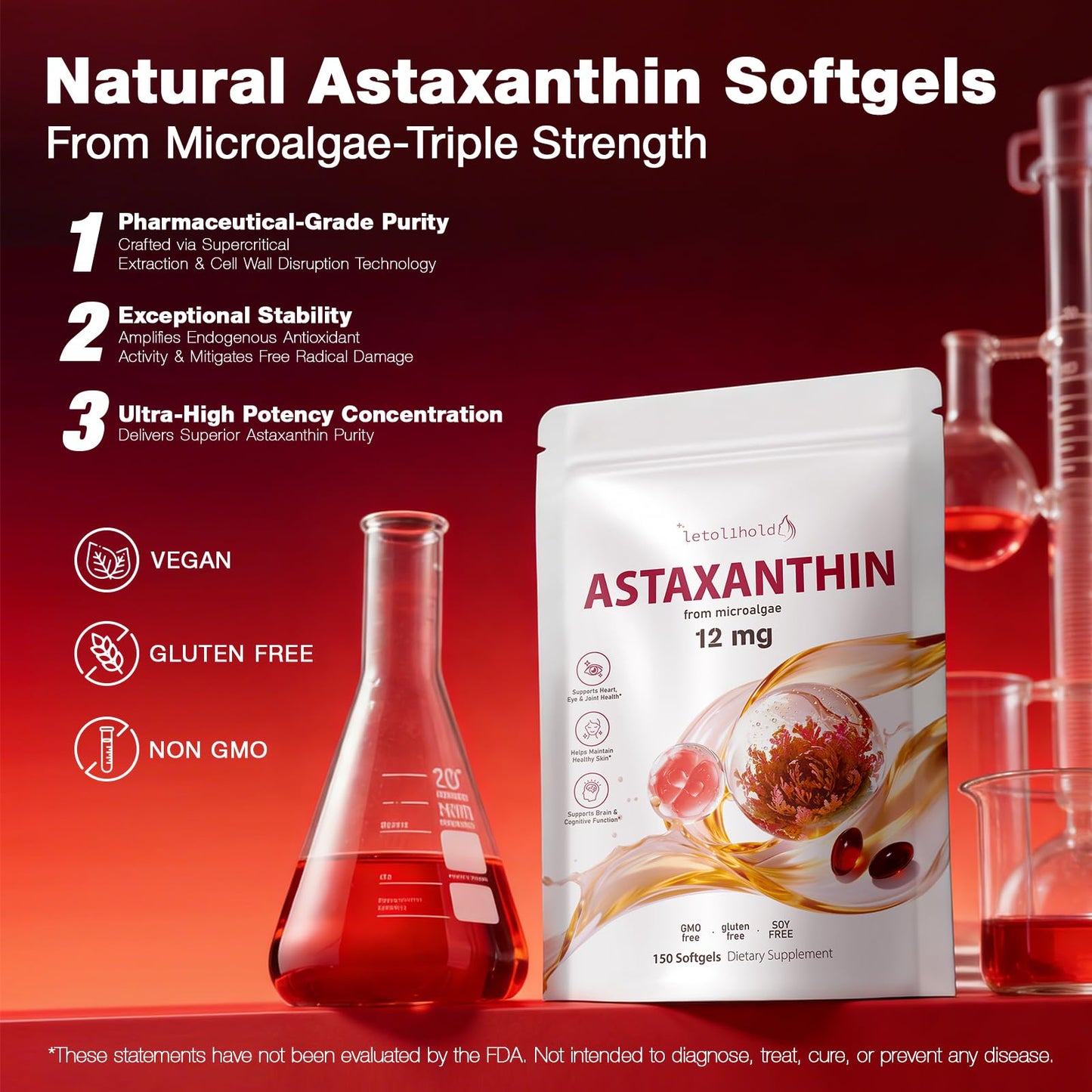 letollhold Astaxanthin 12mg Softgel, 150 Softgels