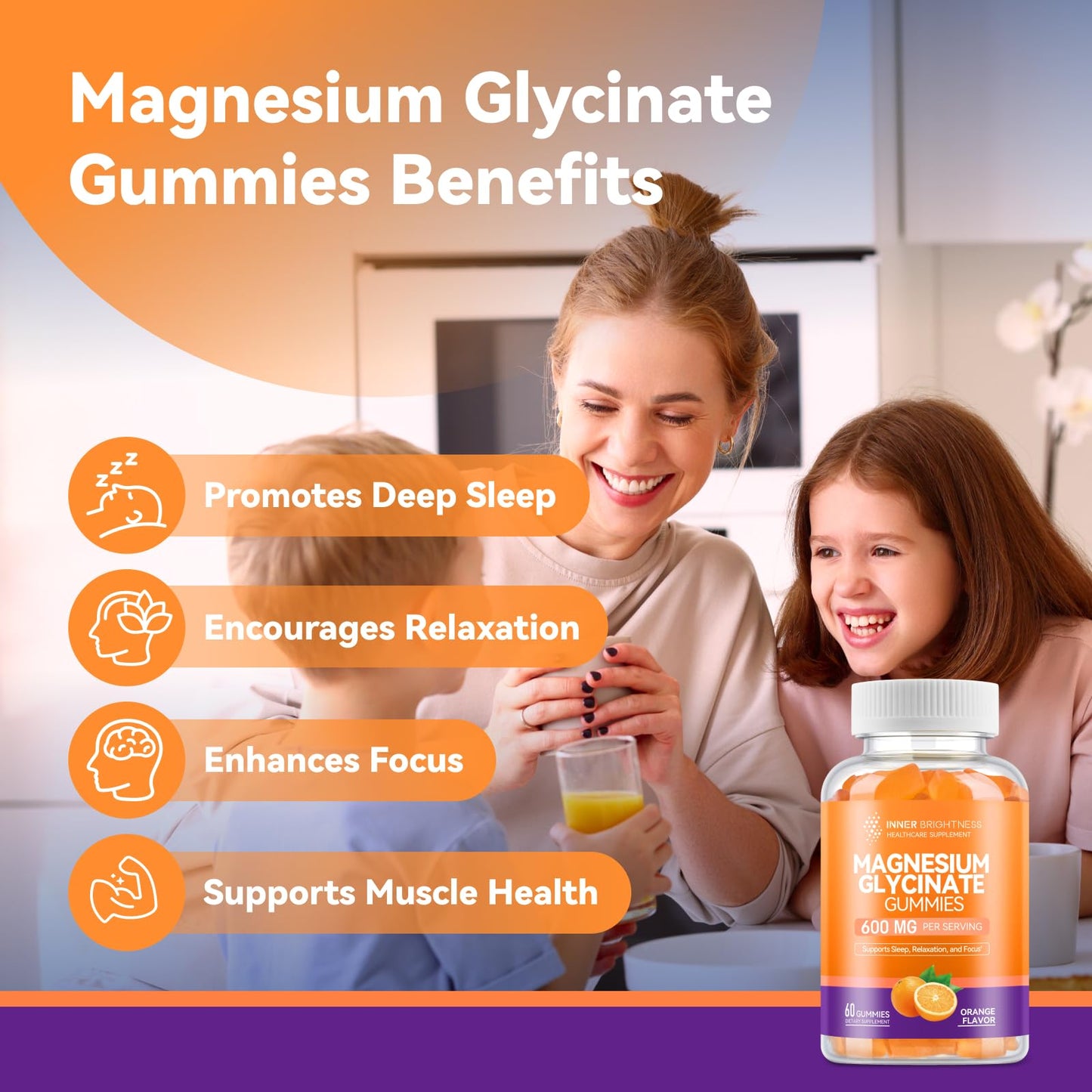 Inner Brightness Magnesium Glycinate 600mg Gummies 60 Count