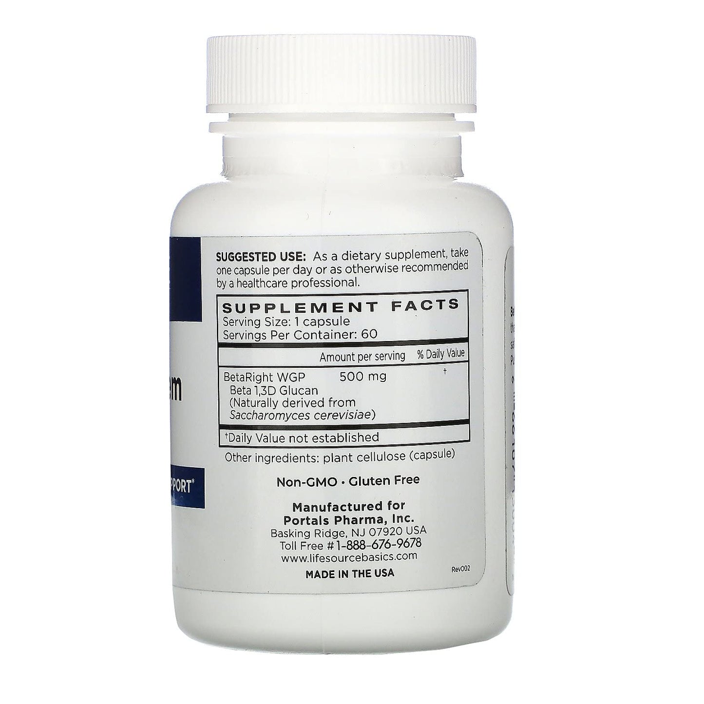 Life Source Basics Immune System Support Activator with Beta-1,3/1,6 Glucan 500 mg, 60 Capsules