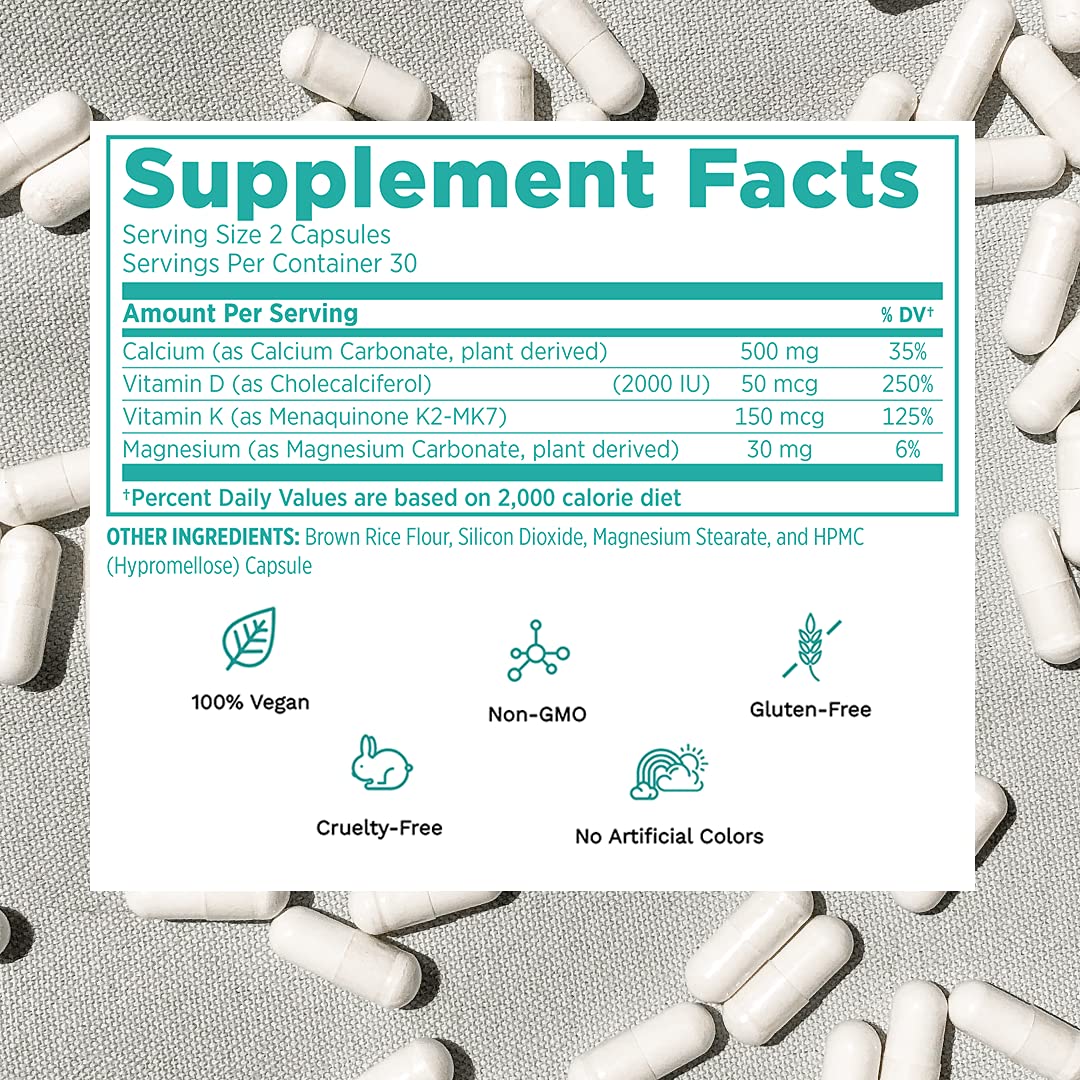 Vegan Life Nutrition Vitamin D3, K2 and Calcium Supplements Capsule 1 Count