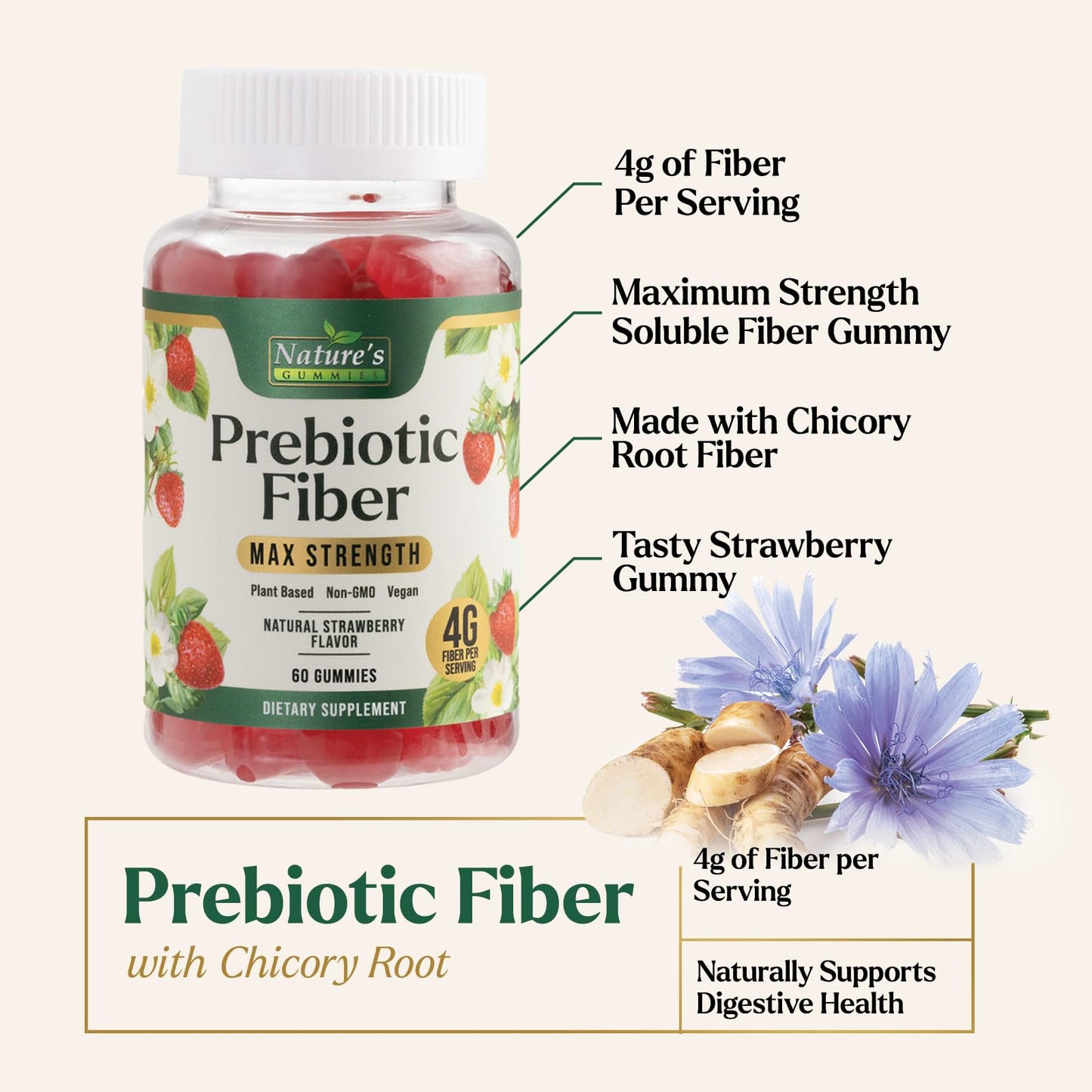 Nature's Gummies Prebiotic Fiber Gummies Gummy 60 Count