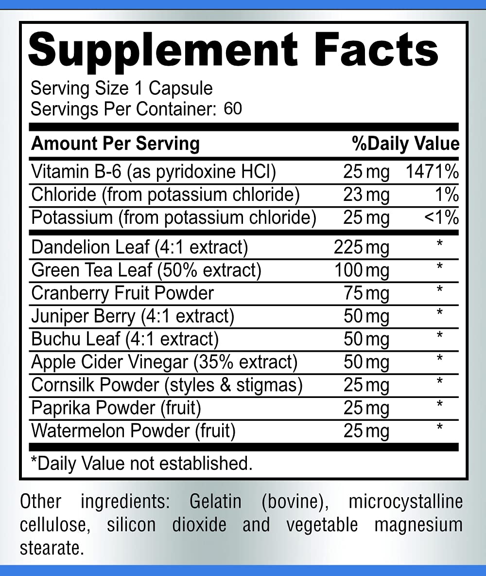 YUMMYVITE Water Away Gentle Herbal Diuretic Capsules, 60 Count