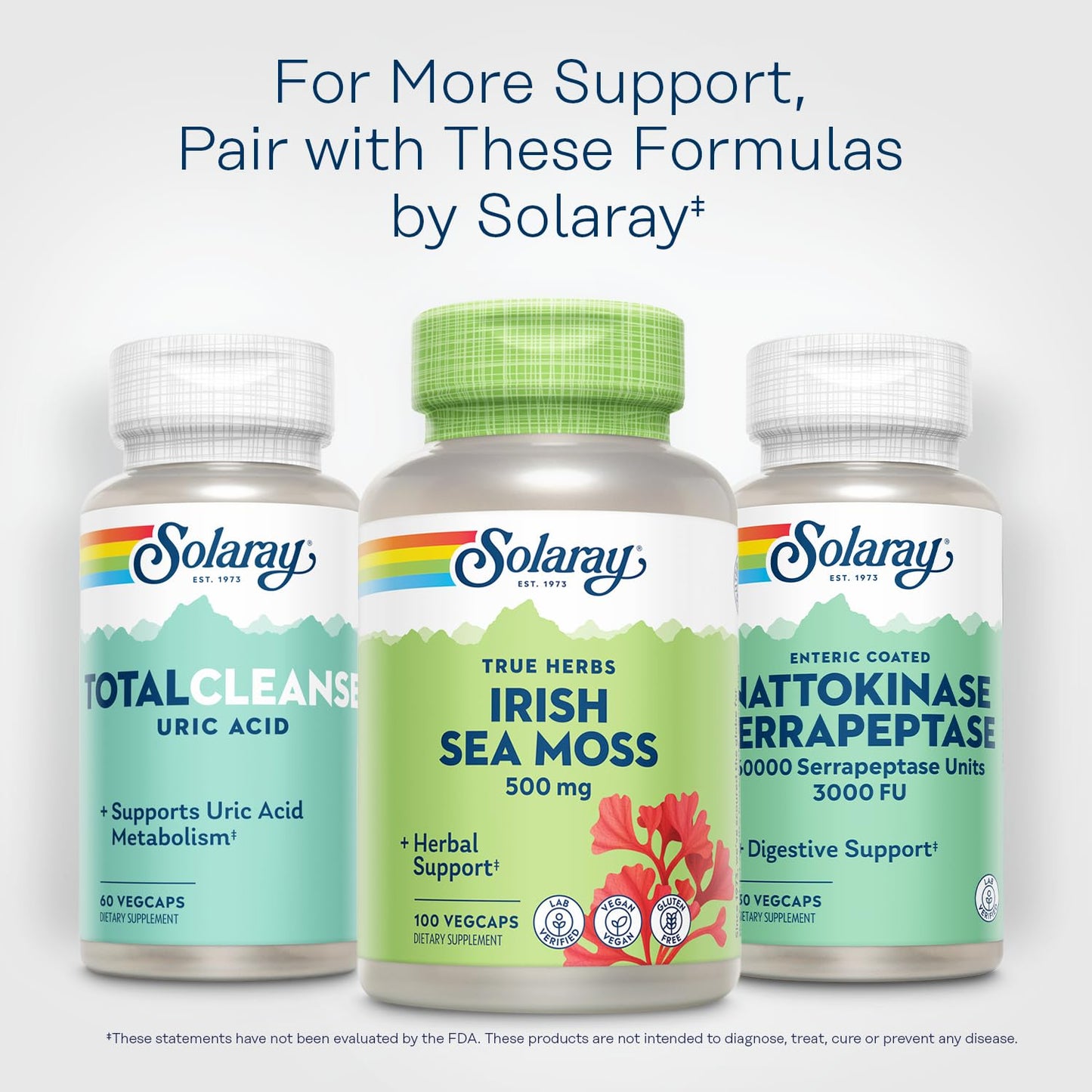 SOLARAY Irish Sea Moss 500 mg Naturally Occurring Vitamins, Minerals, and Fiber Herbal Support for Gut Health and More Capsules 100