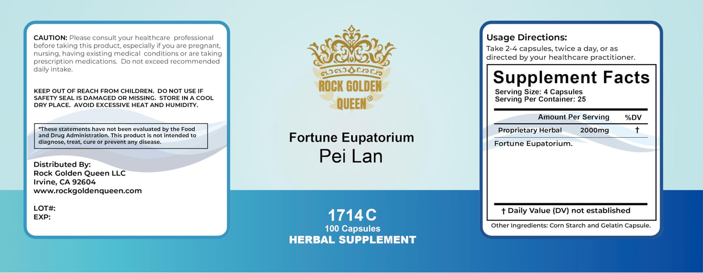 Rock Golden Queen Pei LAN, Chinese Eupatorium (Raw) 100 Capsules