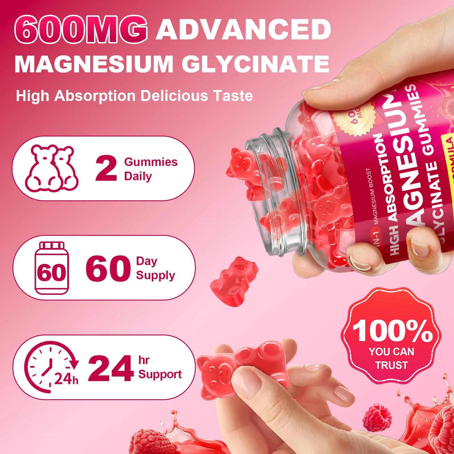 Biokynt Magnesium Glycinate Gummies 600mg, 120 Gummies