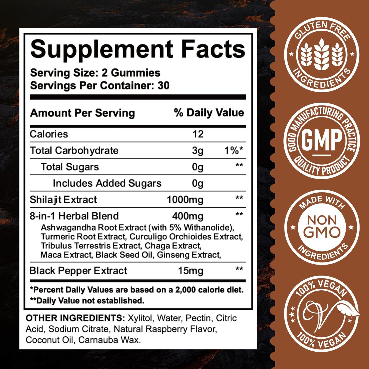 SEPT YAN Shilajit Gummies 1000mg, 60 Count