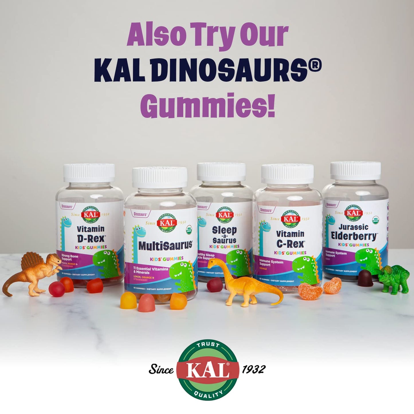 KAL Kids Zinc Elderberry Dinosaurs Immune Support Supplement, 90 Tablets