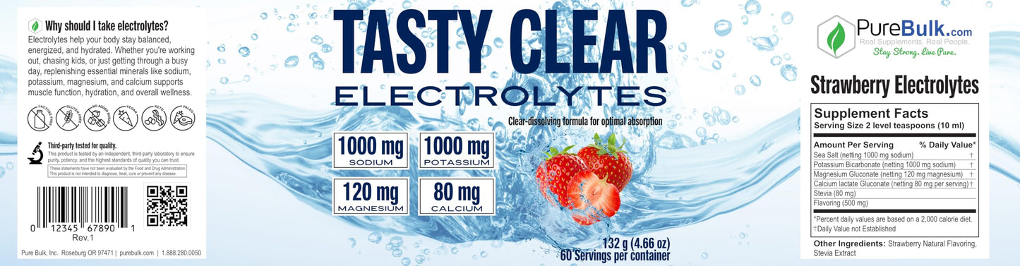 PureBulk Tasty Clear Electrolytes Powder 8.6 oz