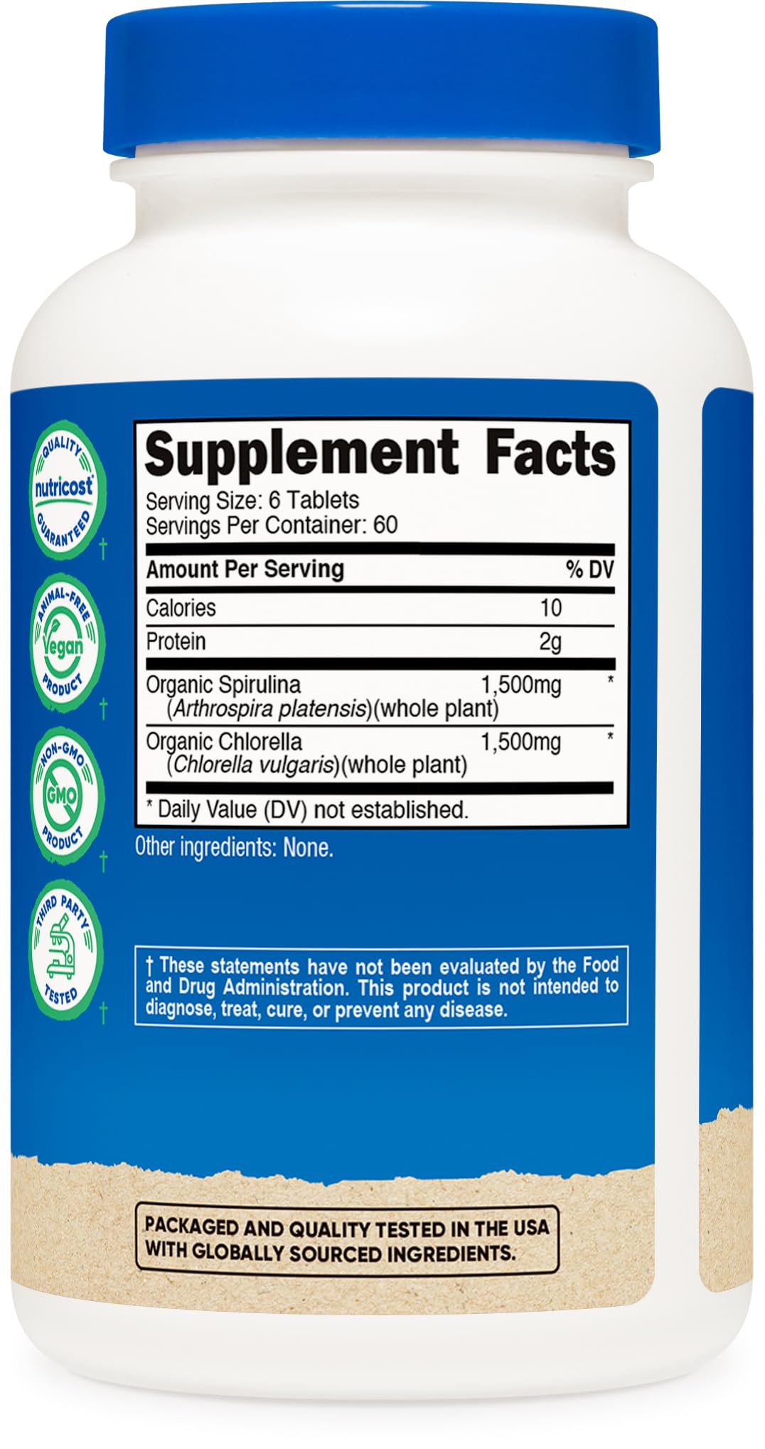 Nutricost Organic Spirulina + Chlorella 360 Tablets