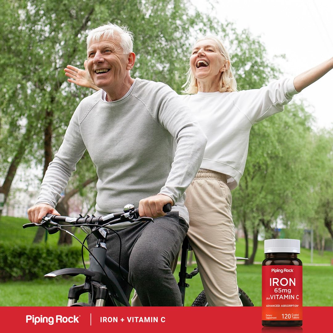 Piping Rock Iron Supplement 65 mg with Vitamin C Tablet, 120 Tablets