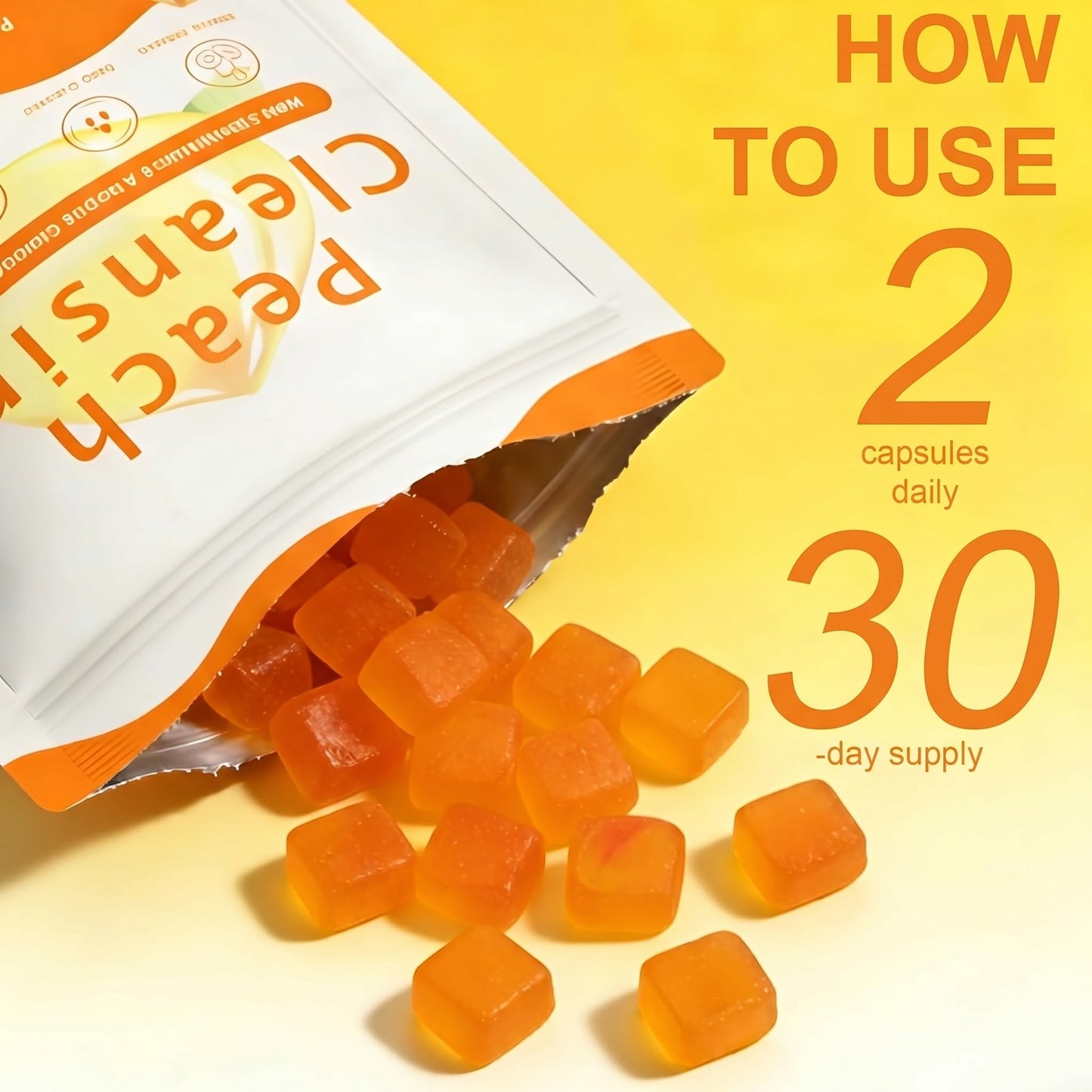 SERSANVE Peach Clean Prebiotic Fiber Gummies for Men 60 Gummies