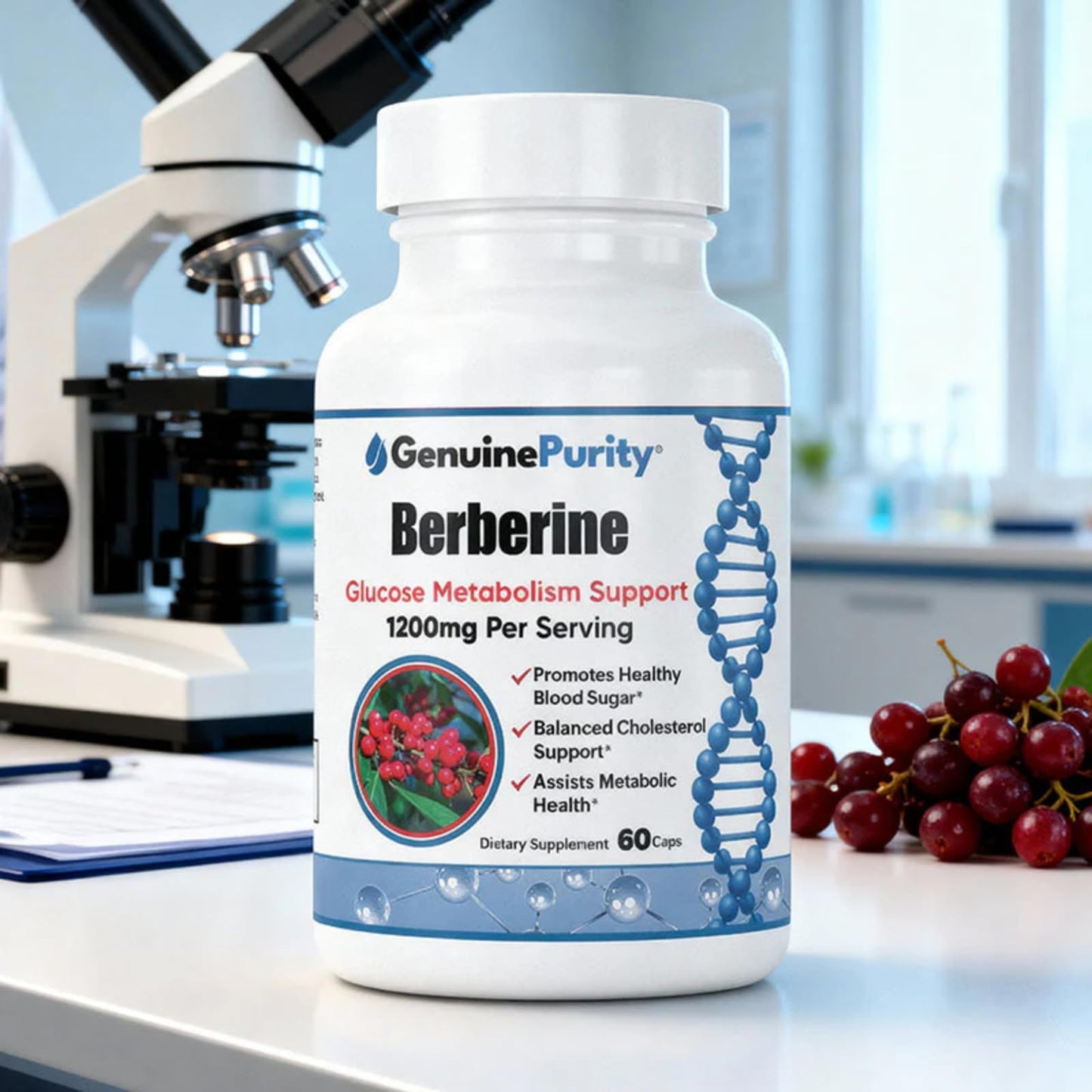 GenuinePurity Berberine HCL 1200mg Capsule 60 Count