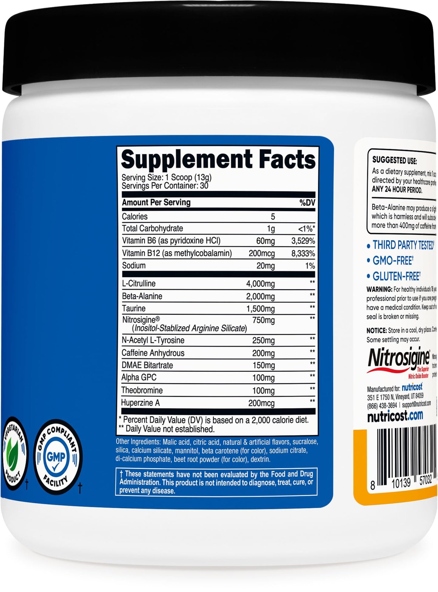 Nutricost Pre-Workout Complex Powder Peach Mango 30 Servings