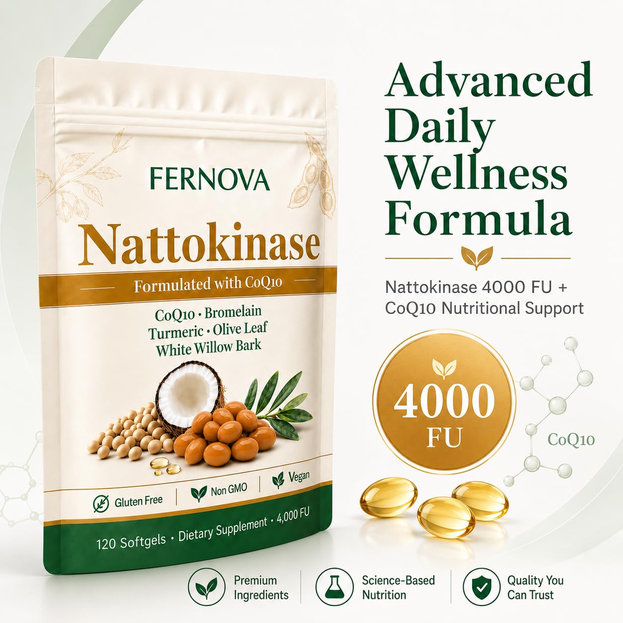Voererh Fernova Nattokinase Softgel 120 Count