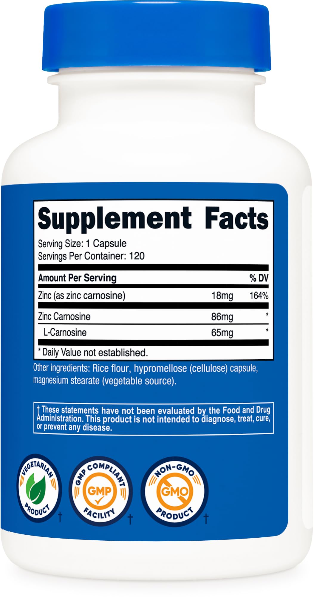 Nutricost Zinc Carnosine 86mg Capsules, 120 Count