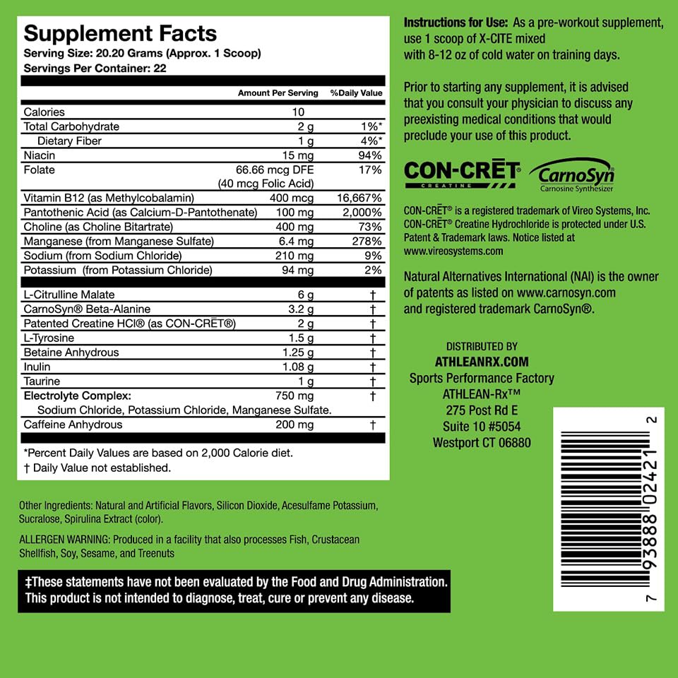 ATHLEAN-RX X-CITE Pre-Workout Powder 15.61 Ounce