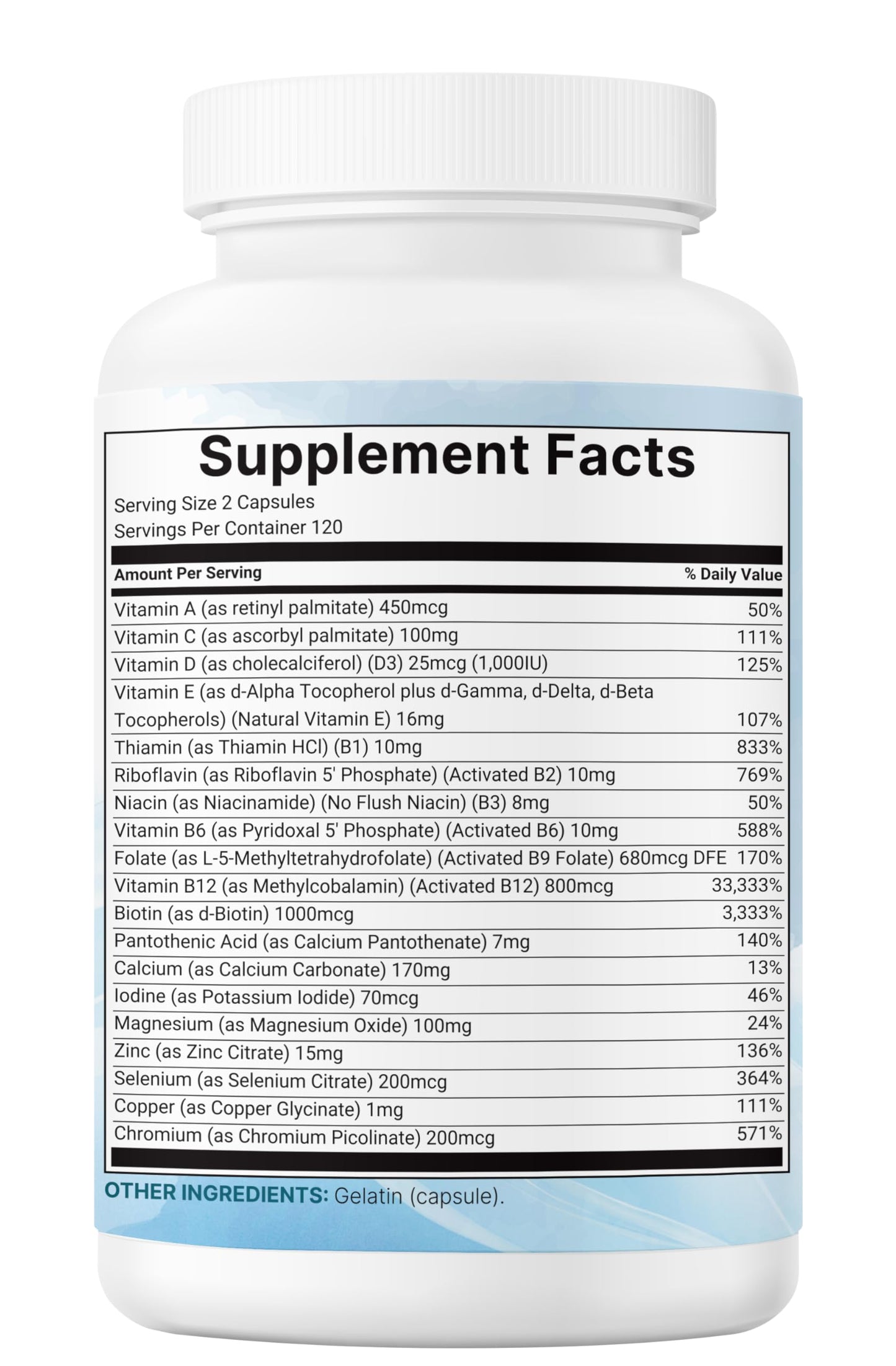 Micro Ingredients Pure Methylated Multivitamin Supplement Capsules 240 Count