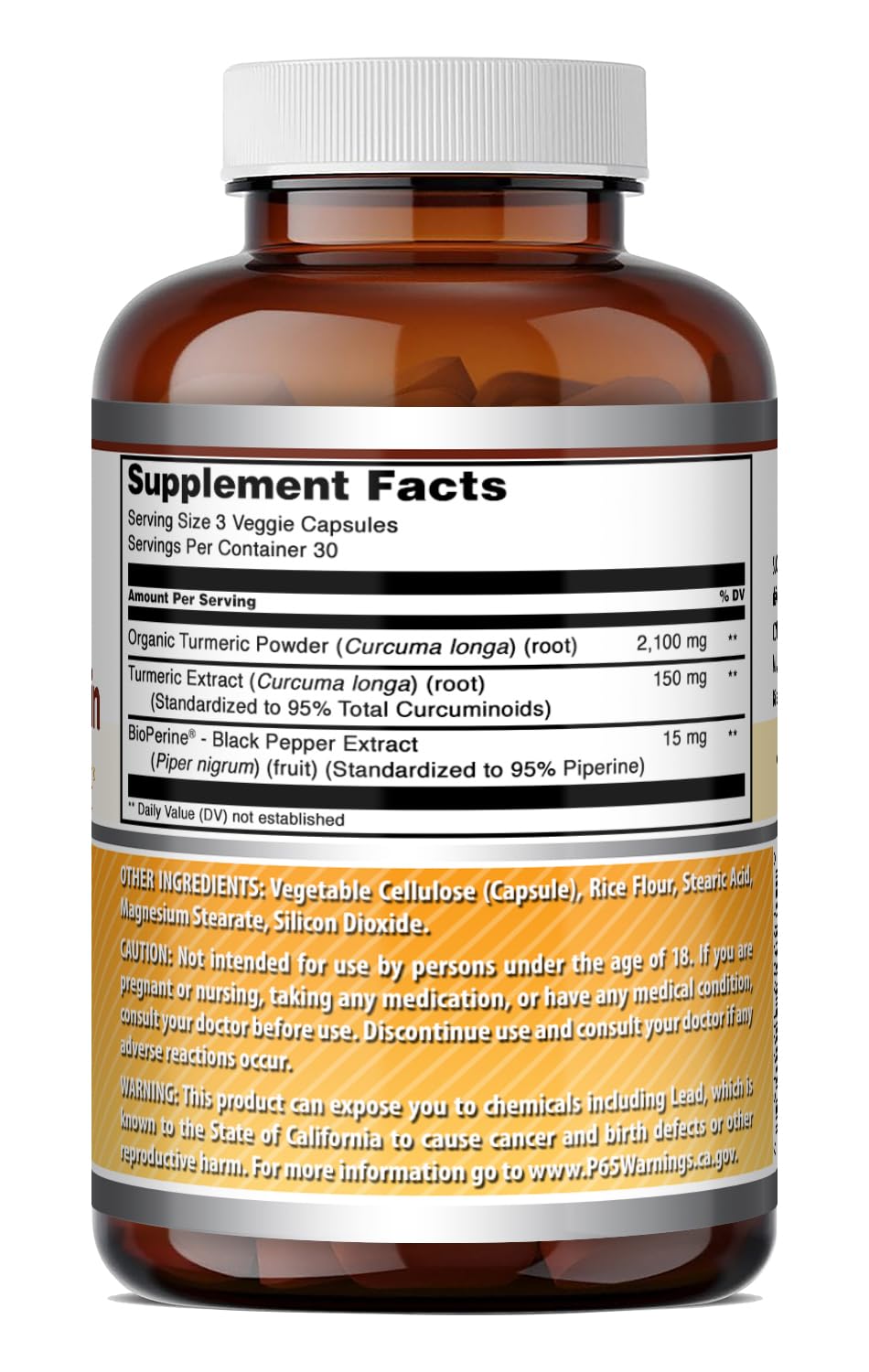 Amazing Nutrition Turmeric Curcumin with Bioperine Capsules, 90 Count