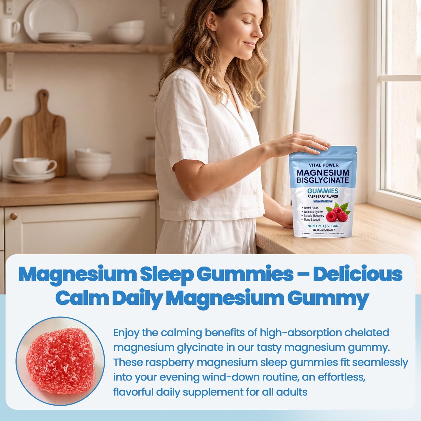 WXZQQ Magnesium Bisglycinate Gummies 60 Gummies